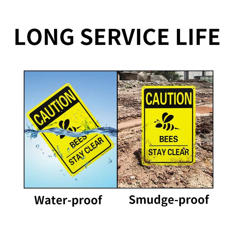 Enjoyist 2 Pack Caution Bees Stay Clear Sign, 10"x 7" .04" Aluminum Reflective Sign Rust Free Aluminum-UV Protected and Weatherproof - Image 4